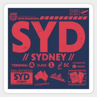 Vintage Sydney SYD Airport Code Travel Day Retro Travel Tag Australia Sticker